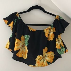 zara off the shoulder crop top